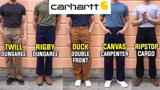 COMPLETE Guide To Carhartt Work Pants Double Front Ripstop Cargo Carpenter TwillRigby Dungaree [upl. by Yonina553]