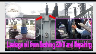 Transformer 11522kV 50MVA Leakage oil from Bushing 22kV and Repairing Sok Sophea EDC official [upl. by Tnirb]