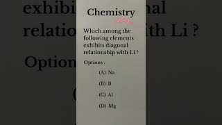 Which among the following elements exhibits diagonal relationship with Li MCQ049 [upl. by Jorie]