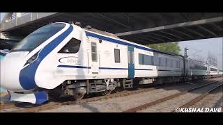 Mumbai Gandhinagar Capital Vande Bharat Express Crossing Small Station in Gujarat [upl. by Irahcaz]