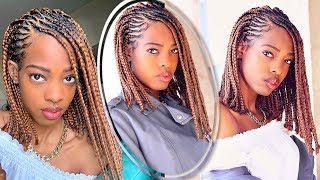 Protective Style  TWA to Cornrow Braid Asymmetrical Bob [upl. by Yc603]