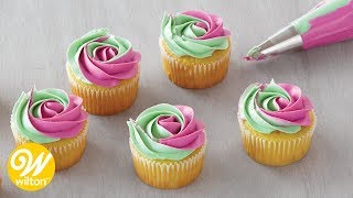 How to Make a TwoTone Buttercream Swirl  Wilton [upl. by Lunnete]