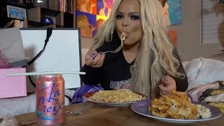 EATING PASTA FOR BREAKFAST MUKBANG  BUCA DI BEPPO EATING SHOW FETTUCCINE ALFREDO BAKED ZITI [upl. by Keefer]