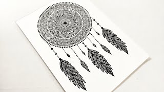 How to draw Dream Catcher mandala art  Easy mandala drawing  How to draw Mandala for Beginners [upl. by Bluhm]