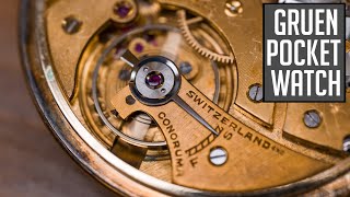 Gruen Pink Gold Vintage Pocket Watch Restoration [upl. by Ileyan20]