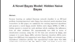 A Novel Bayes Model Hidden Naive Bayes [upl. by Aicenra]