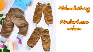 Kinderhose nähen lässige Hose Schnittmuster  Sporthose Nähanleitung für Anfänger [upl. by Valonia]