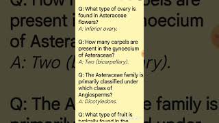 Asteraceae Family important questions botany sunflower family shorts [upl. by Roberta865]