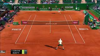 Tennis elbow 2013 Foretaste DJOKOVIC vs MUSETTI Master 1000 Monte Carlo [upl. by Barolet857]