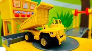 Toy trucks on a construction site Kids videos [upl. by Aseretairam251]