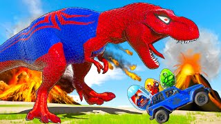 One Spiderman TRex vs Other Big Colorful CARNIVORE and HERBIVORE BATTLE ROYALE ISLA NUBLAR Jurassic [upl. by Rior142]