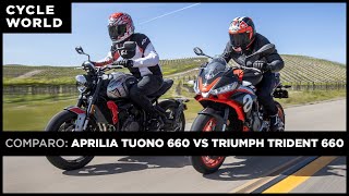 2021 Aprilia Tuono 660 vs 2021 Triumph Trident 660 [upl. by Theo]