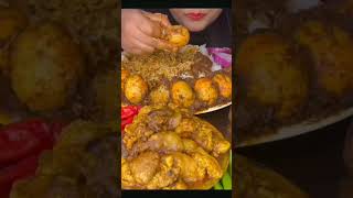 Chicken pot kalegi and egg curry with ricemukbang asmreatingmaltispicelove youtubeshortsshorts [upl. by Trixie126]