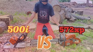 STIHL MS500I VS HUSQVARNA 572XP two incredible chainsaws [upl. by Saxen490]