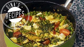 Dina’s Daily Recipes  Σαγανάκι αρακά με ντοματίνια μανούρι και δυόσμο [upl. by Eicnan]