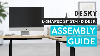 Desky L Shaped Sit Stand Desk Assembly Guide [upl. by Idyak]