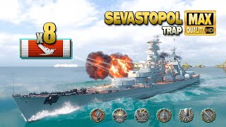 Cruiser Sevastopol Nice run with 8 destroyed ships  World of Warships [upl. by Ruhtra]