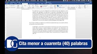 Escritura académica 02 citas más de 40 palabras y citas menores a 40 palabras en APA [upl. by Brew]