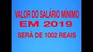 salário mínimo de R 1 002 para 2019 [upl. by Sibyls149]