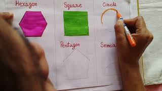 Learn 2d Shapes Drawing  6 Shapes and Colours Name  Shapes song for kids 🔴🟠🟠 [upl. by Latoya]