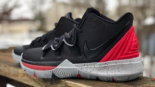 KYRIE 5 BRED EARLY LOOK amp REVIEW  CLASSIC BRED COLOR WAY BEST YET [upl. by Ydderf]