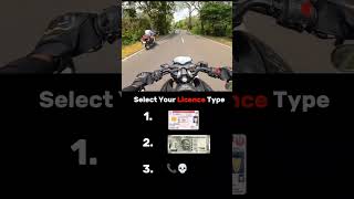 Select Your License type 😅 suroojs motorcycle motovlog donotmisstheend automobile [upl. by Esertap]