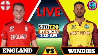 England vs West Indies Live Score wi vs eng live cricket score West Indies vs England 5th t20 Live [upl. by Kelsi442]