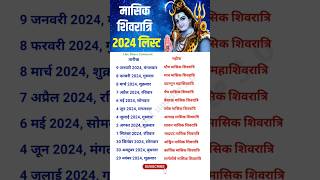 महाशिवरात्रि कब है shots मासिक शिवरात्रि व्रत तिथियां 2024 masik Shivratri dates mahashivratri2024 [upl. by Huppert767]