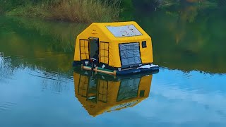 24 hours of camping on the water  Building floating tent [upl. by Elyrrad]