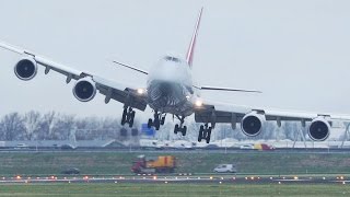 Dangerous CROSSWIND LANDINGS during a STORM at Amsterdam Schiphol  Boeing 747 Airbus 380 [upl. by Lina]