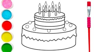 Birthday cake drawingeasy cake drawingstep by step cake drawinglets draw cakehow to draw cake [upl. by Leohcin]