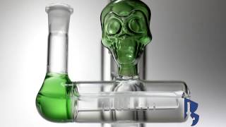 18MM SKULL DESIGN INLINE ASHCATCHER GREEN 12335 [upl. by Jena]