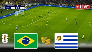 🔴LIVE  Brazil vs Uruguay  World Cup 2026 Qualifiers  Ao Vivo Full Match  PES Game Simulation [upl. by Erasmus]