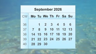 September 2026 Calendar [upl. by Rhines]