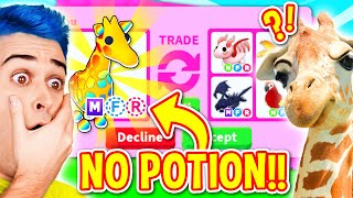 Trading My NO POTION Mega Neon GIRAFFE In Adopt Me Roblox Roblox Adopt Me Trading In RICH SERVER [upl. by Lyford183]