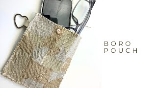 Sashiko boro Pouch Pattern Tutorial Mindful Hand Sewing [upl. by Atillertse]