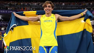 Swedish announcers have ELECTRIC call of Mondo Duplantis pole vault world record  Paris Olympics [upl. by Ynwat]