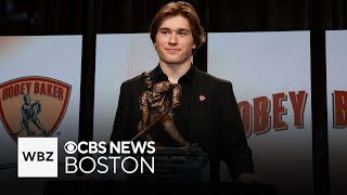 Boston University freshman Macklin Celebrini wins Hobey Baker Award [upl. by Cynthla]