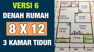 Denah Rumah Minimalis 3 Kamar Tidur Ukuran 8x12 [upl. by Aved20]