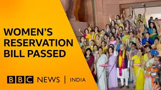 Women MPs react to India passing womens reservation bill  BBC News India [upl. by Isnam]