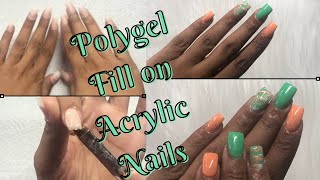 Polygel Fill In On Acrylic Nails  Easy Short Nail Tutorial [upl. by Rochell]