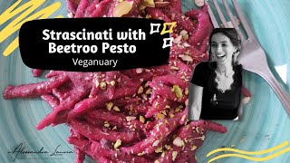 Strascinati With Beetroot Pesto  Vegan pasta recipe [upl. by Sinoda]