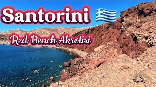 Santorini 🇬🇷 4K Red Beach Akrotiri Walking Tour 2024 [upl. by Nollie]