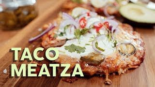 1Min Recipe • How to make keto taco meatza [upl. by Elleret947]