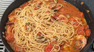 Seafood Pasta  Shellfish Shrimp and Lobster [upl. by Lexine]