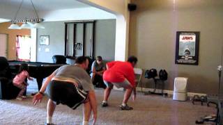 P90X  Week 12 Plyometrics  180 Squat Switch Jumps [upl. by Enomaj]