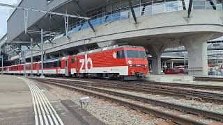 DIE ZENTRALBAHN 101 961 vertrekt van station Luzern op 2492024 [upl. by Haimirej]