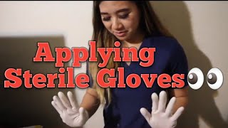 How to put on or don sterile gloves Sterile Technique Nursing Skills 101 [upl. by Kaehpos]