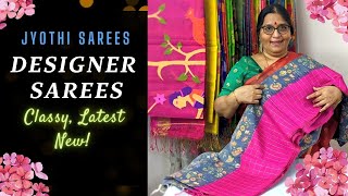 Classy Designer Sarees  Latest Fancy Sarees  Pure Silk Pen Kalamkari Embroidery JYOTHI SAREES [upl. by Warthman]