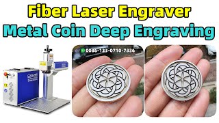 Coin Deep Engraving 1MM  JPT 50W fiber laser marking machine for engraving metal coin stamp medal [upl. by Kcirrej615]